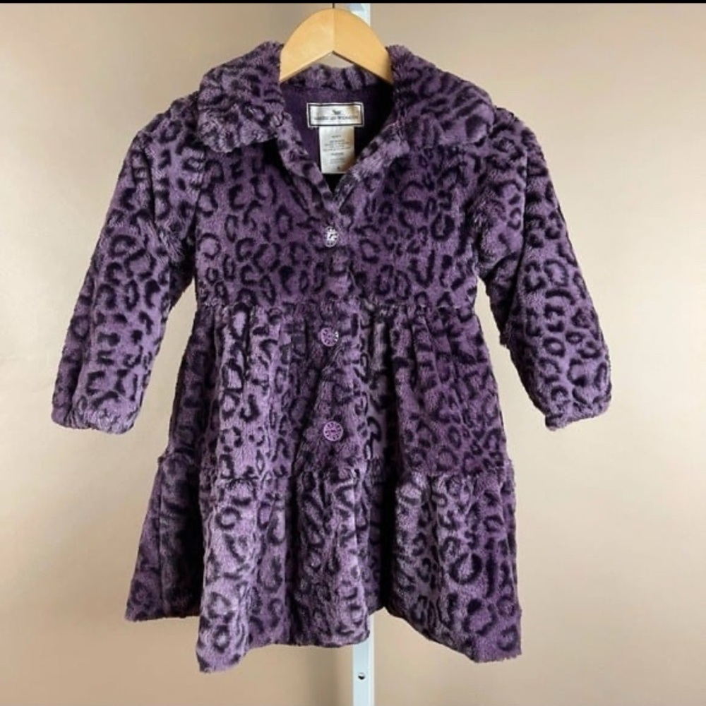 American Widgeon Kids Faux Fur Pea Coat - Purple